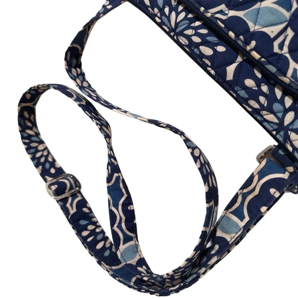 Vera Bradley Little Hipster Crossbody Small Cotton Bag Petal Splash in Blue GUC